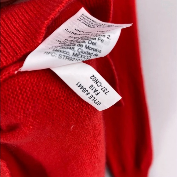 J Crew 100% Cashmere Crewneck Red Leopard Heart Pullover Sweater. XL - Picture 11 of 12